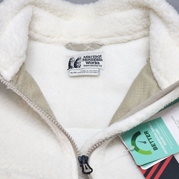 MARMOT Polartec Womens Sherpa Fleece Tan WILEY Full Zip JACKET SZ XL NEW - Picture 4 of 6